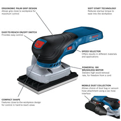 18V Brushless 1/4-Sheet Orbital Finishing Sander - Tool Only