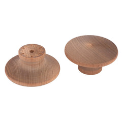 Mushroom Knob w/Screws - Birch - 2" Diameter - 1" Tall - 2 Piece