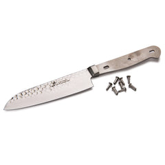 Santoku Knife for Mincing Slicing and Dicing Vegetables - Damascus - 9-1/4" - Unfinished Kit