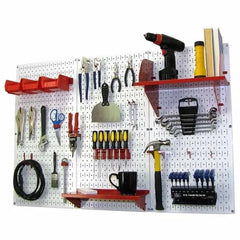 4' Metal Pegboard Standard Tool Storage Kit - White Toolboard & Red Accessories