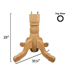 Knotty Pine Reeded Table Pedestal Kit, Model 1164P