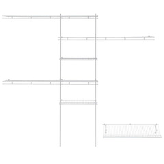 Closet Organizer Kit with Shoe Shelf 5' - 8' W Fixed Mount, White