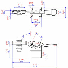 High Base Toggle Clamp - 200 lb Capacity - 2-1/4" x 7/8"