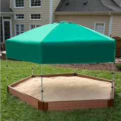Classic Sienna 7' x 8' x 5.5 " Composite Hexagon Sandbox Kit with Telescoping Canopy/Cover - 2" profile