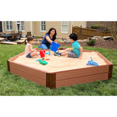 Classic Sienna 7' x 8' x 11" Composite Hexagon Sandbox Kit - 2" profile