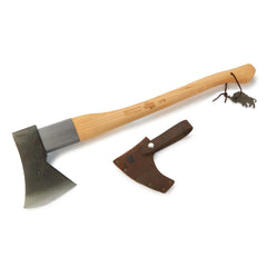 German Rhine Camping and Wilderness Axe with Leather Sheath - 27.5" Handle