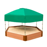 Classic Sienna 7' x 8' x 11" Composite Hexagon Sandbox Kit with Telescoping Canopy/Cover - 2" profile