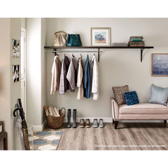 Premium Wood Shelf 40" - 72" W Hang Rod, Chrome