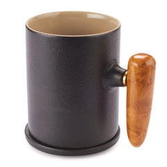 Ceramic Coffee Mug Turning Kit w/ Ceramic Lid - Black and Tan - 12 oz