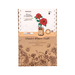 Red Camellia 3D Wood Puzzle Kit