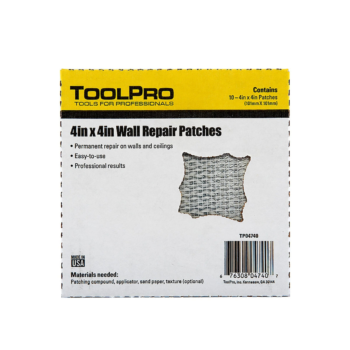 Drywall Patch, 4" x 4", 10-Pack