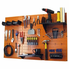 4' Metal Pegboard Standard Tool Storage Kit - Orange Toolboard & Black Accessories