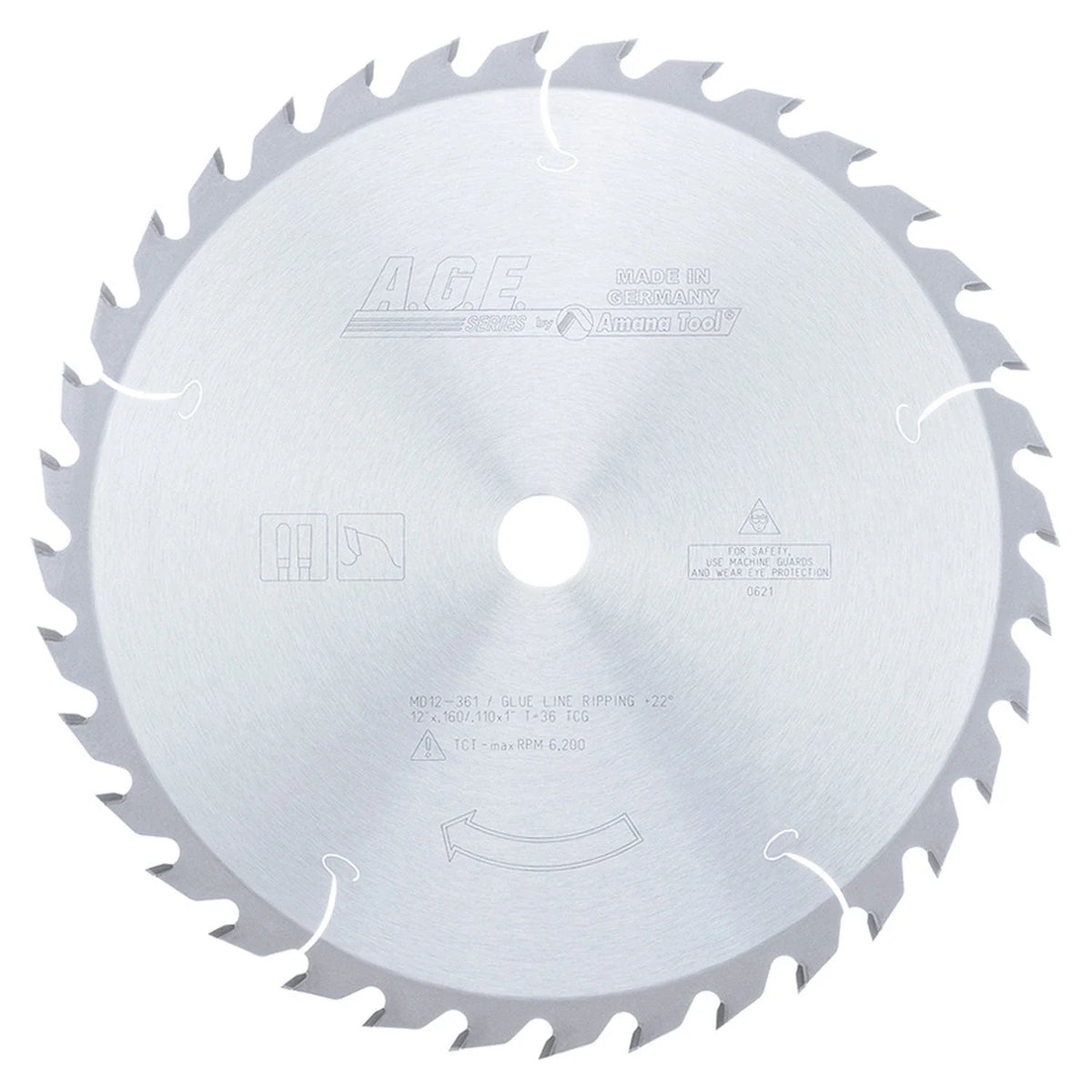 12" x 36T Carbide Tipped, Glue Line Ripping Blade, 22 1" Bore, TCG