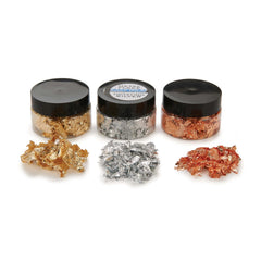 Gold, Silver and Copper Metal Flake Inlay Material Starter Pack - 3 Piece - 2 oz