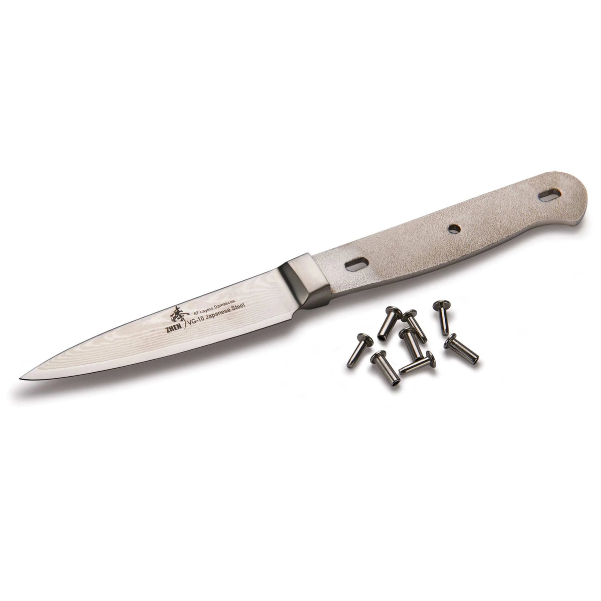 Paring Knife for Peeling, Slicing and Coring - 7-11/16" - Damascus - Unfinished Kit