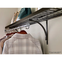 Premium Wood Shelf 40" - 72" W Hang Rod, Chrome