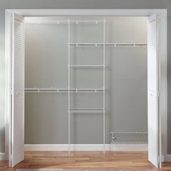 Closet Organizer Kit with Shoe Shelf 5' - 8' W Fixed Mount, White