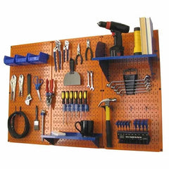 4' Metal Pegboard Standard Tool Storage Kit - Orange Toolboard & Blue Accessories