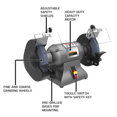 8" Industrial Bench Grinder - 1 HP