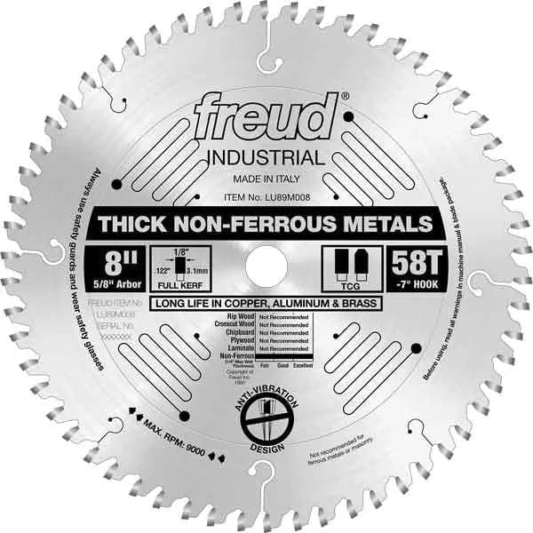 LU89M008 Industrial Thick Non-Ferrous Metal Blade, 8" diameter, 1/4" max thick, 5/8" arbor, 58